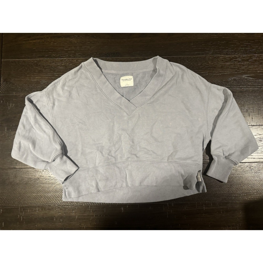 Abercrombie Fitch Sweatshirt Women's Small Pullover Gray Cropped Relaxed Lounge